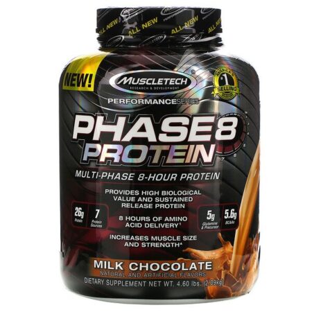 Muscletech, Performance Series, Phase8, Proteína Multifásica de 8 horas, Chocolate ao Leite, 4 libras (2,09 kg)