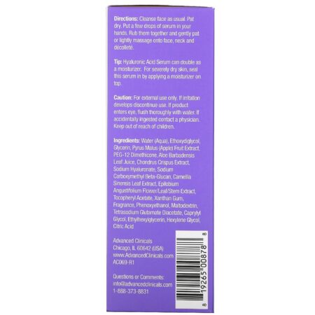 Advanced Clinicals, Soro Hialurônico, Hidratante Instantâneo da Pele, 52 ml (1,75 fl oz) - Image 3