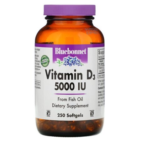 Bluebonnet Nutrition, Vitamina D 3, 5000 UI, 250 cápsulas de softgel