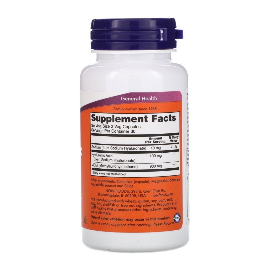 Now Foods, Ácido Hialurônico, 50 mg, 60 Cápsulas Vegetais - Imagem 2