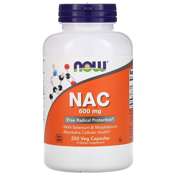 Now Foods, NAC, 600 mg, 250 Cápsulas Vegetais