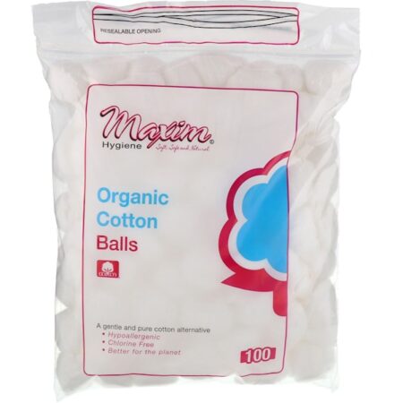 Maxim Hygiene Products, Bolas de Algodão Orgânicas, 100 Unidades no Total