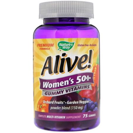 Nature's Way, Alive! 50+ Vitaminas de Goma para Mulher, Sabores de Frutas, 75 Balas de Goma