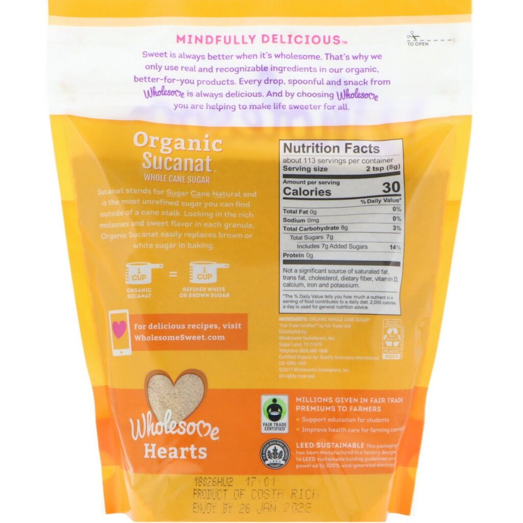 Wholesome, Organic Sucanat, Açúcar de Cana Integral, 907 g (2 lb) - Imagem 2