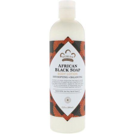 Nubian Heritage, Loção Corporal, Sabonete Negro Africano, frasco de 13 onças (384 ml)