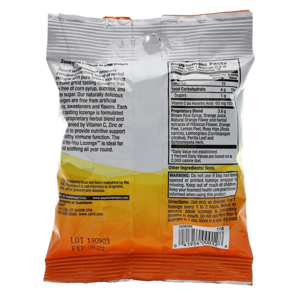 Zand, Laranja C, Herbalozenge, Laranja Zesty, 15 Drágeas - Imagem 2