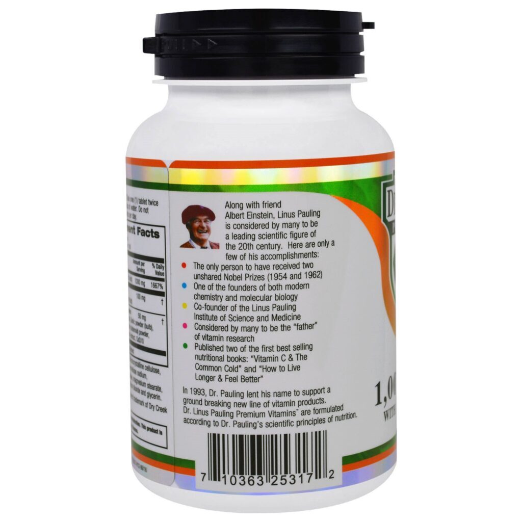 Irwin Naturals, Dr. Vitamina C Linus Pauling, 1.000 mg, 90 Tabletes - Imagem 3