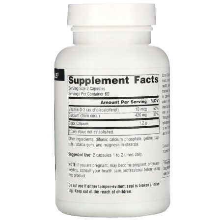 Source Naturals, Cálcio de Coral, 600 mg, 120 cápsulas - Image 2