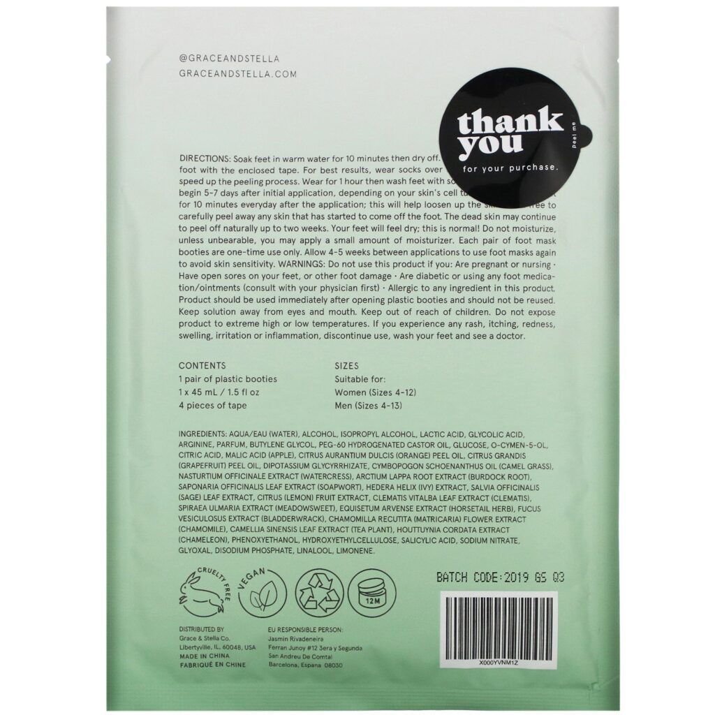 Grace & Stella, Dr. Pedicure, Máscara Esfoliante para os Pés, Original, 1 Par - Imagem 2