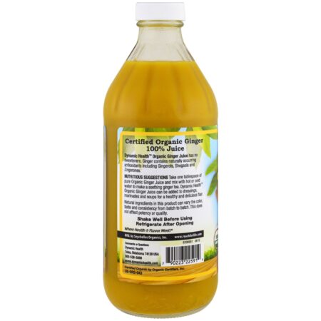 Dynamic Health Laboratories, Certified Organic Ginger, 100% Juice, Unsweetened, 16 fl oz (473 ml) - Image 3