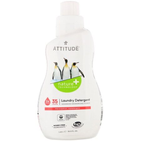 ATTITUDE, Sabão para Roupas, Toranja Rosa, 35,5 oz fl (1,05 l)