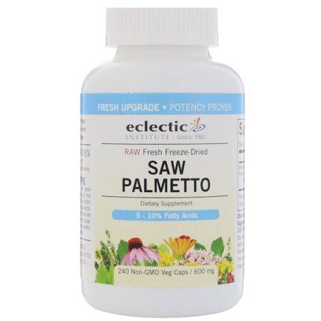 Eclectic Institute, Saw Palmetto, 600 mg, 240 cápsulas vegetais sem OGMs