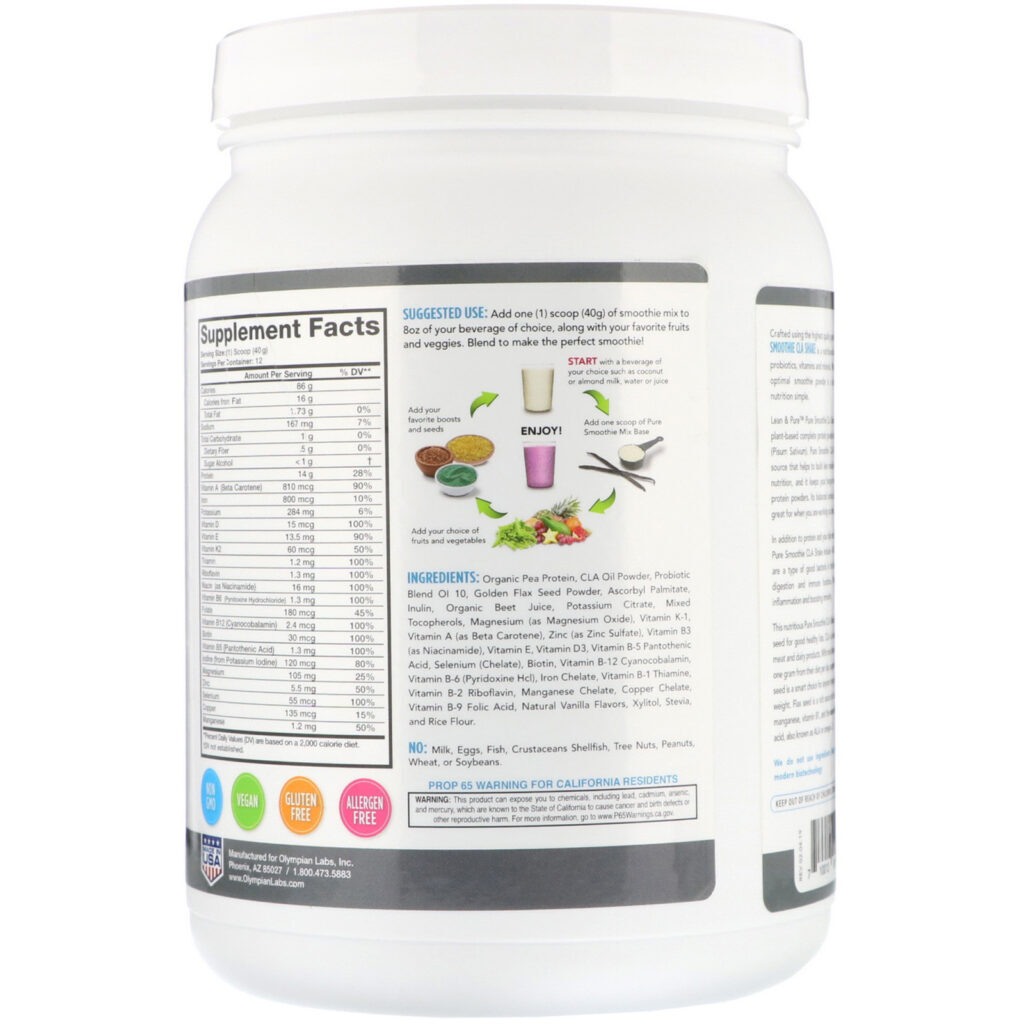 Lean & Pure, Pure Smoothie, Batido de CLA Com Sabor Natural, 16,9 oz (480 g) - Imagem 2