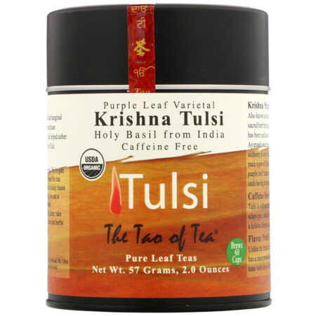 The Tao of Tea, Varietal de folha roxa, Chá de Krishna tulsi, Livre de cafeína, 2,0 oz (57 g)