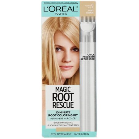 L'Oreal, Magic Root Rescue, Kit de Coloração da Raiz em 10 Minutos, 9 Loiro Claro, 1 Aplicação