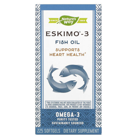 Enzymatic Therapy, Eskimo-3, Óleo de Peixe Estável Natural, 225 Cápsulas Gelatinosas