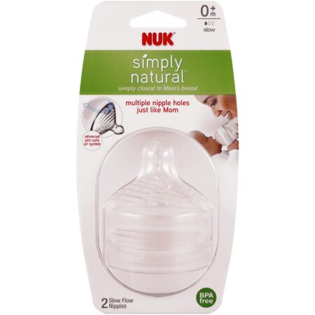 NUK, Simplesmente Natural, bico de mamadeira de baixo fluxo, 0+ Meses, 2 Pacotes - Image 3