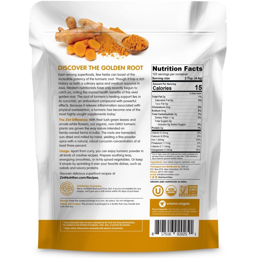 Zint, Turmeric Organic Powder, 16 oz (454 g) - Imagem 2