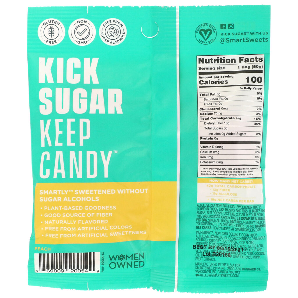 SmartSweets, Peach Rings, Peach, 1.8 oz (50 g) - Imagem 2