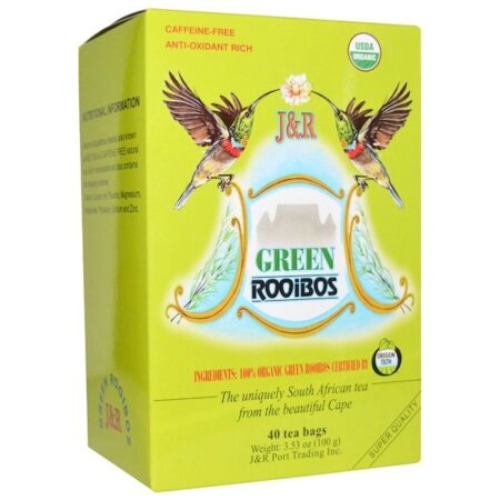 J&R Port Trading Co., Chá Rooibos Verde Orgânico, sem cafeína, 40 sachês de chá, 3.53 oz (100 g)