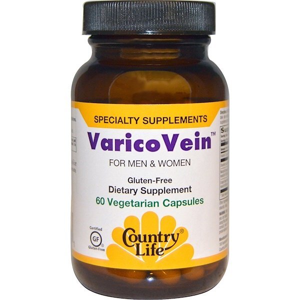 Country Life, VaricoVein, Para Homens e Mulheres, 60 Cápsulas Vegetais