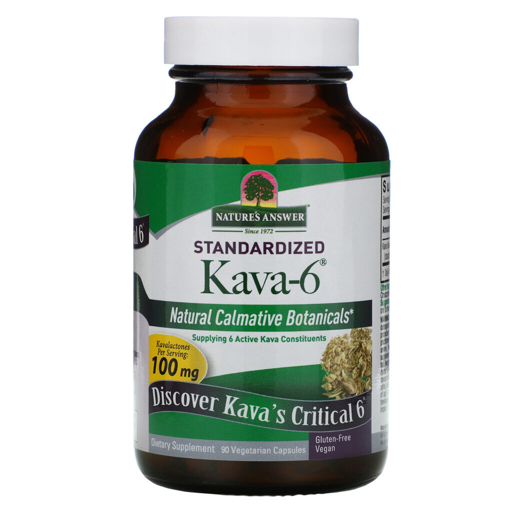 Nature's Answer, Kava-6, 90 Vegetarian Capsules - Imagem 3