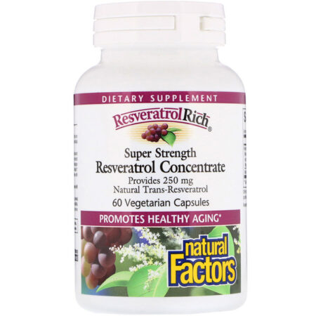 Natural Factors, ResveratrolRich, Super Forte, Concentrado Resveratrol, 60 Cápsulas Vegetarianas