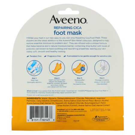 Aveeno, Máscara Cicatrizante e Reparadora para os Pés, 2 Meias de Uso Único - Image 2