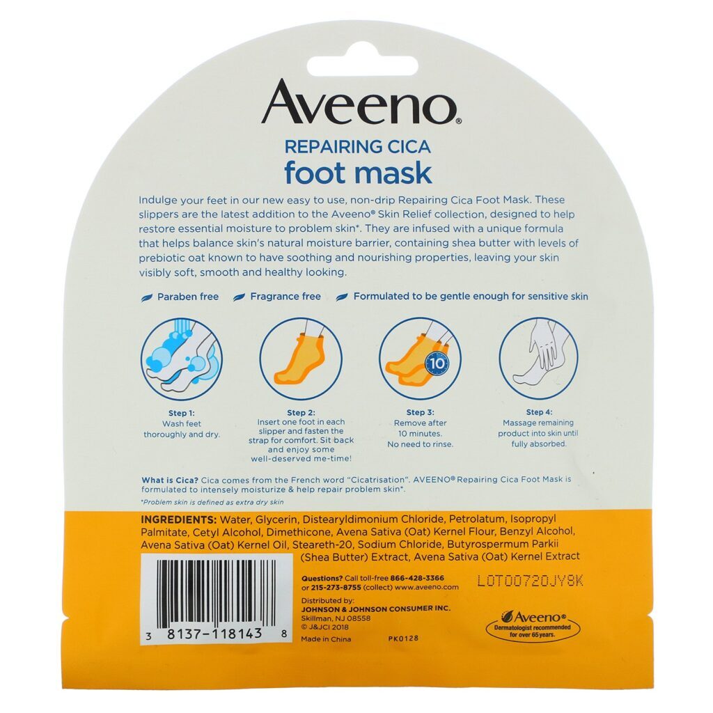Aveeno, Máscara Cicatrizante e Reparadora para os Pés, 2 Meias de Uso Único - Imagem 2