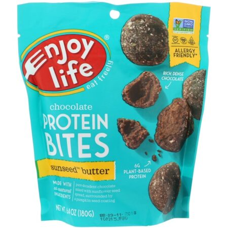 Enjoy Life Foods, Bites de Proteína de Chocolate, Pasta de Semente de Girassol, 6,4oz (180g)