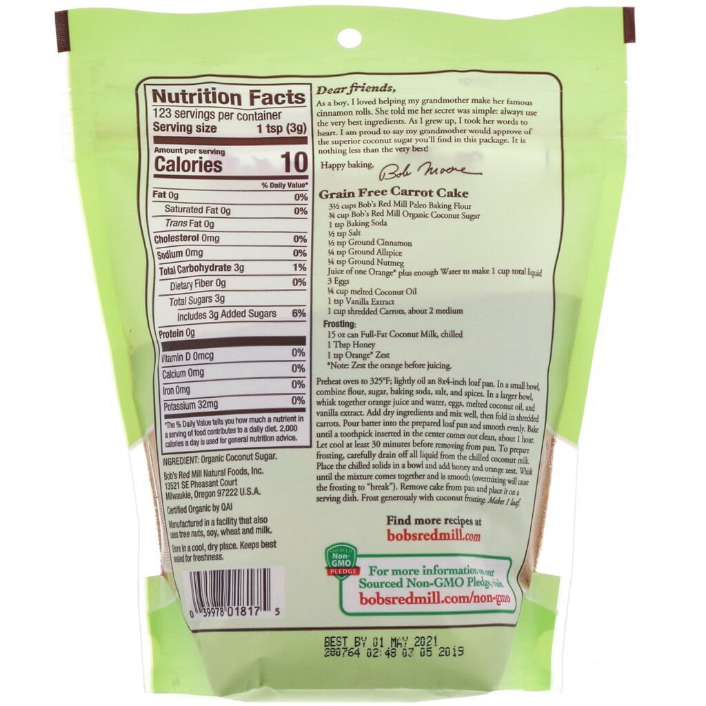 Bob's Red Mill, Organic, Coconut Sugar, 13 oz (369 g) - Imagem 2