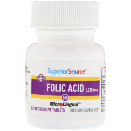 Superior Source, Folic Acid, 1,200 mcg, 100 Tablets - Image 3