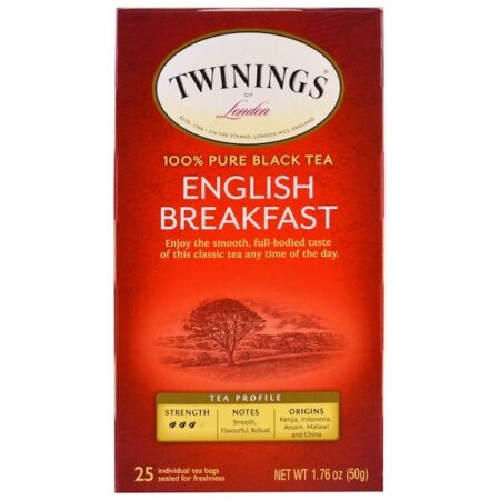 Twinings, Chá de Café da Manhã Inglês, 25 Saquinhos de Chá Individuais, 50 g