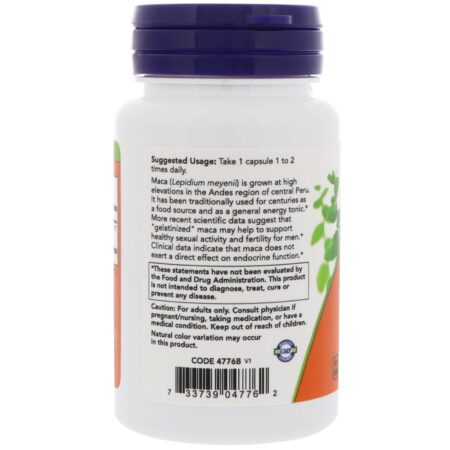 Now Foods, Maca Crua, 750 mg, 30 Cápsulas Vegetais - Image 3