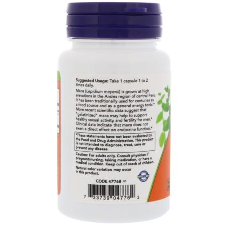Now Foods, Maca Crua, 750 mg, 30 Cápsulas Vegetais - Imagem 3