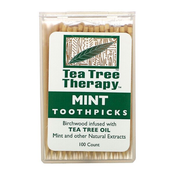 Tea Tree Therapy, Palitos de Dente Tea Tree Therapy, Menta, 100 Aprox.