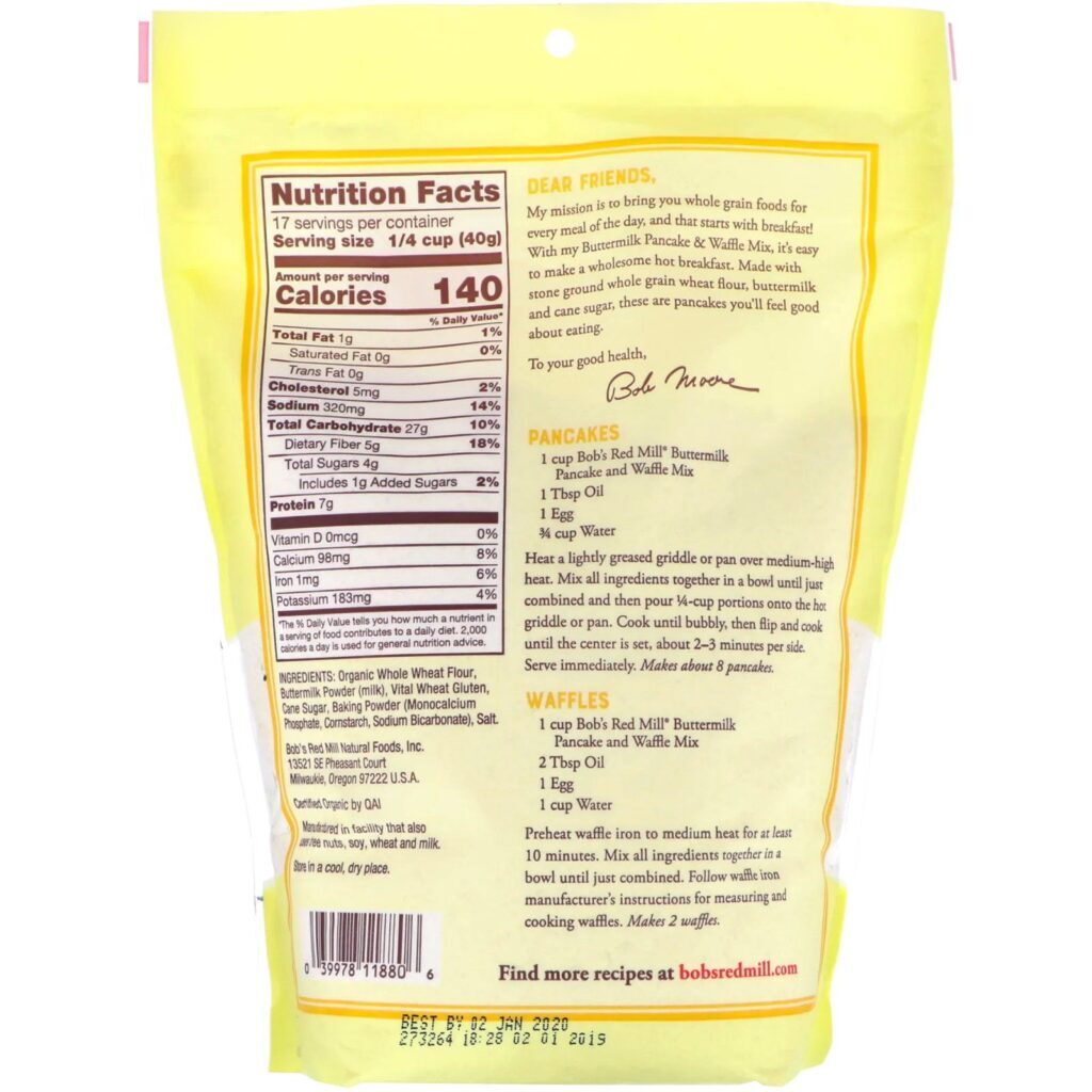 Bob's Red Mill, Panqueca e Waffle Mix com Leitelho, Integral, 24 oz (680 g) - Imagem 2