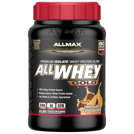 ALLMAX Nutrition, AllWhey Gold, 100% Proteína Whey + Isolado de Proteína Whey Premium, Manteiga de Amendoim e Chocolate, 907 g (2 lb)