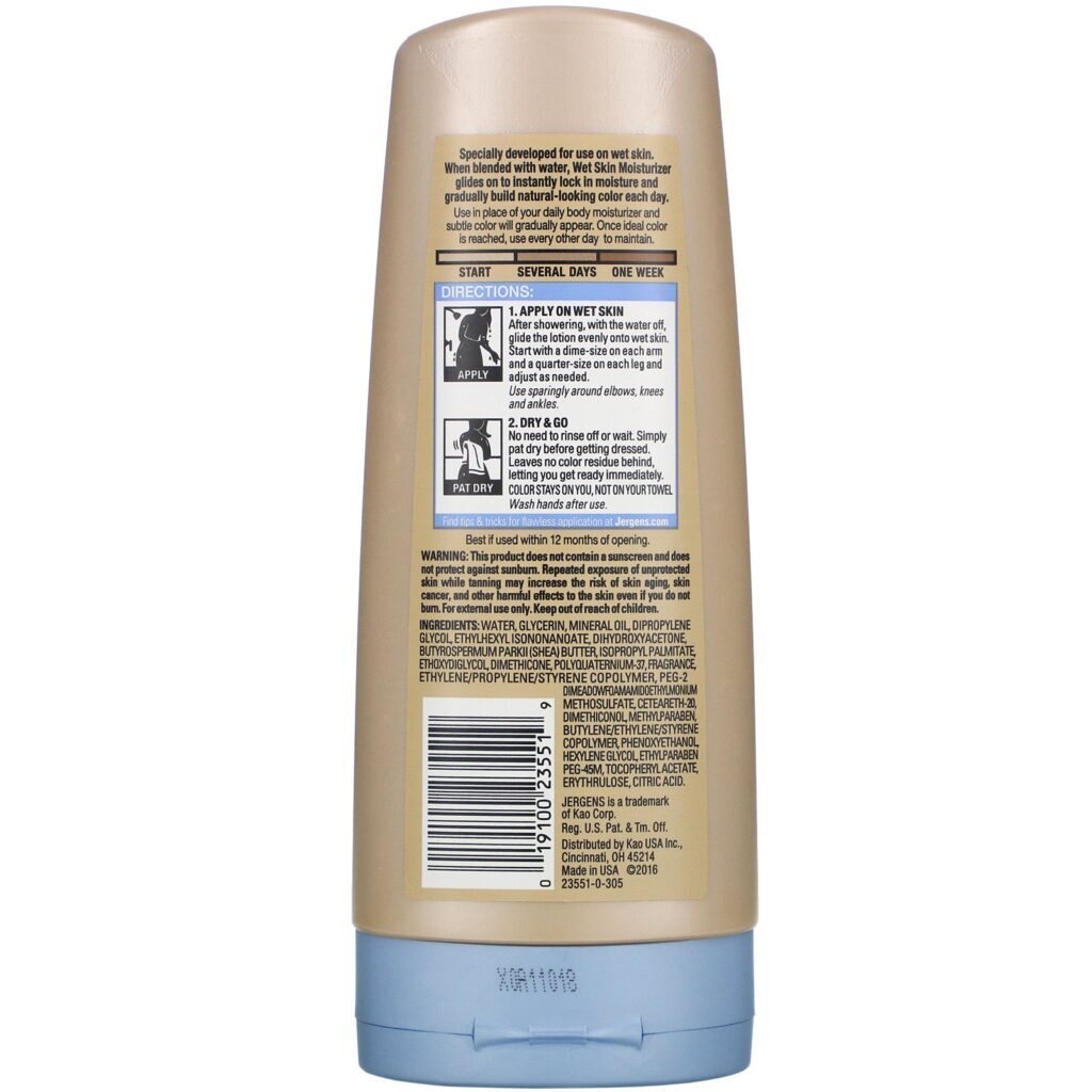Jergens, Natural Glow, Hidratante para pele molhada, pele média a bronzeada, 221 ml - Imagem 2