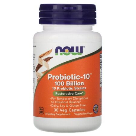 Now Foods, Probiotic-10, Restorative Care, 100 Bilhões, 30 Cápsulas Vegetais