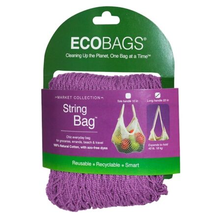 ECOBAGS, Saco de Corda, Coleção do Mercado, Punho Longo, 55 cm, Framboesa, 1 Saco