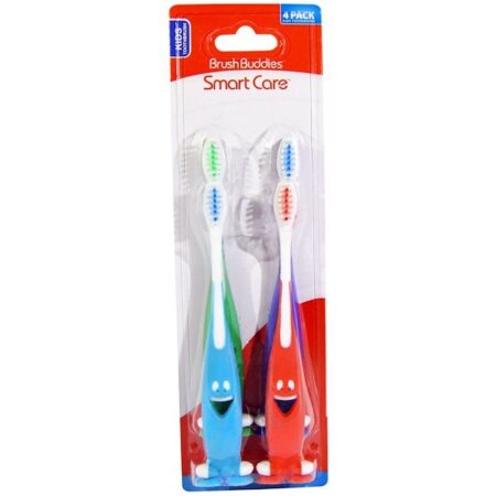 Brush Buddies, Smart Care, Escova de Dentes Infantil, Pacote com 4