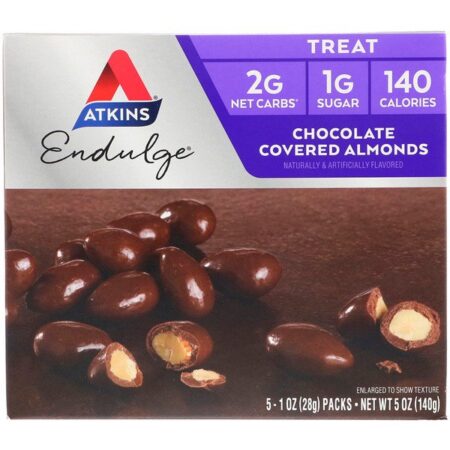 Atkins, Endulge, Chocolate Covered Almonds, 5 Packs, 1 oz (28 g) Each