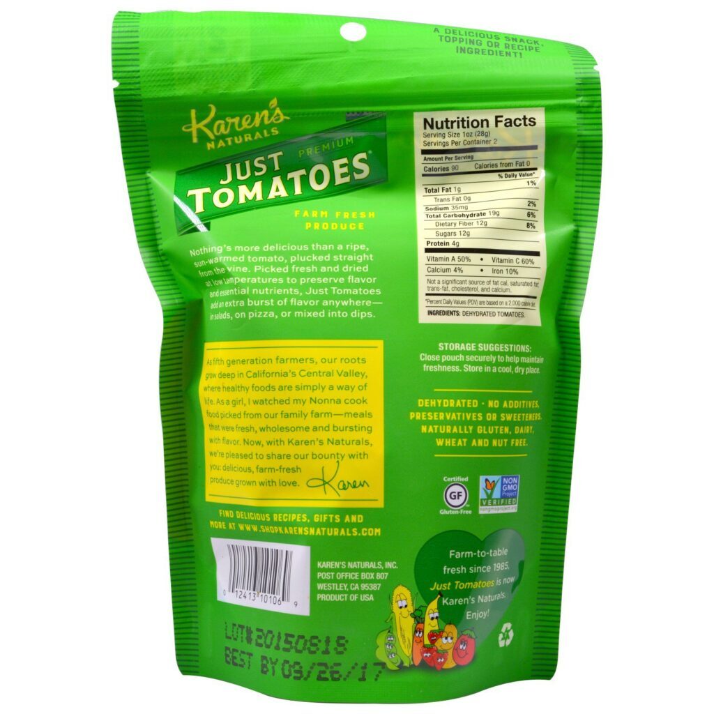 Karen's Naturals, Tomates Just Tomatoes, Premium, 56 g (2 oz) - Imagem 2