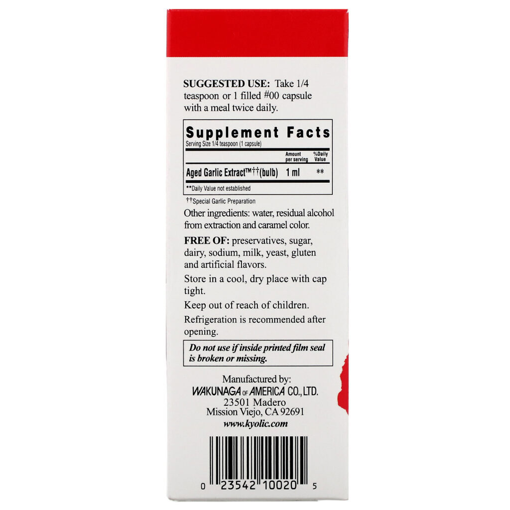 Kyolic, Aged Garlic Extract, Liquid, 2 fl oz (60 ml) - Imagem 2