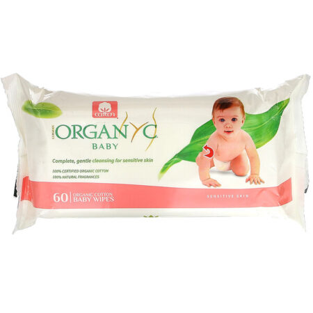 Organyc, Organic Cotton Baby Wipes, Sensitive Skin, 60 Wipes