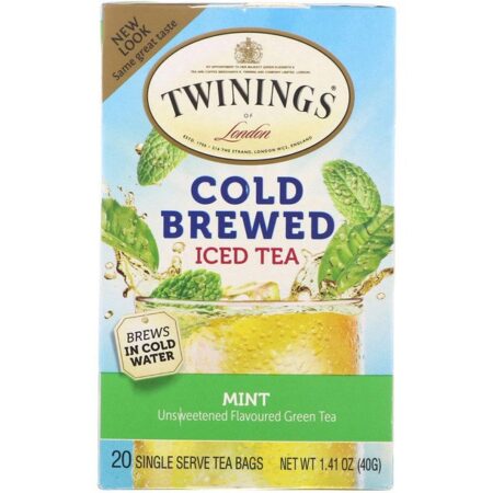 Twinings, Cold Brewed Iced Tea, Chá Verde com Menta, 20 Saquinhos de Chá, 1,41 oz (40 g)