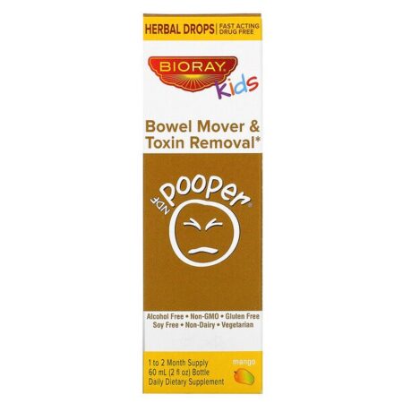 Bioray, NDF Pooper, Bowel Mover &amp; Toxin Removal, Kids, Sabor de Manga, 60 ml (2 fl oz)