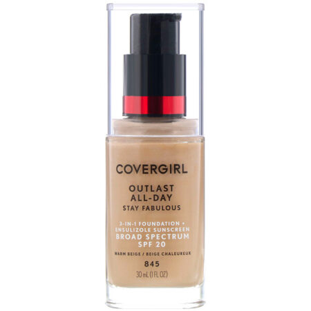 Covergirl, Outlast All-Day Stay Fabulous, Base 3 em 1, 845 Bege quente, 30 ml