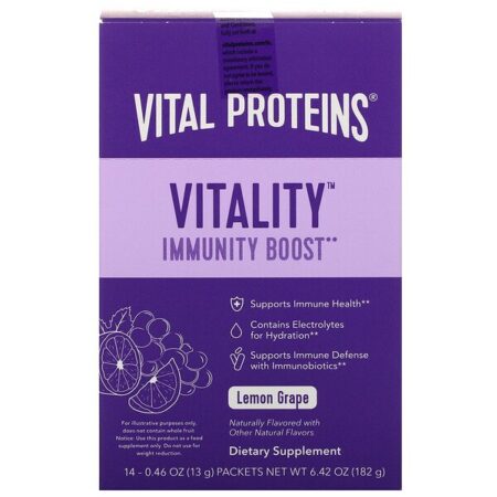 Vital Proteins, Vitality Immune Boost, Lemon Grape , 14 Packets, 0.46 oz (13 g) Each